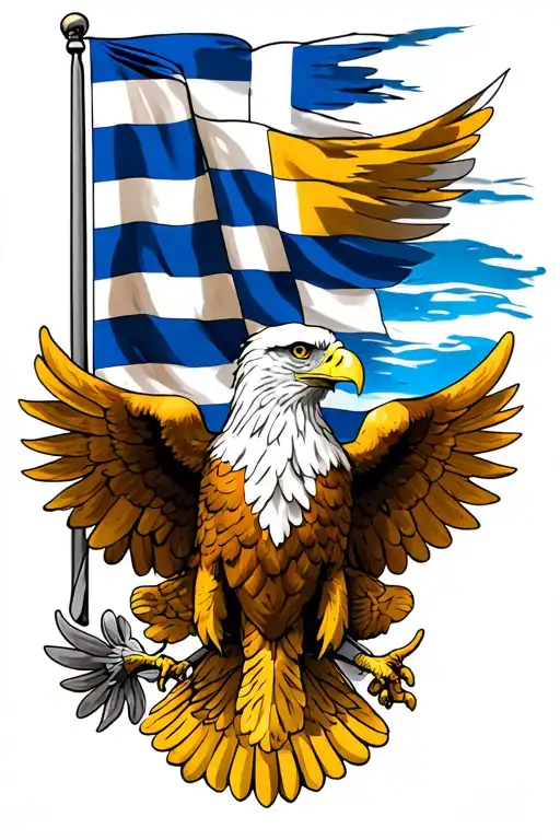 Greek Flag With Eagle