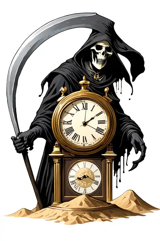 Grim Reaper Holding A Scythe And Sand Clock