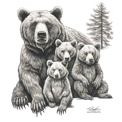 Bear Family Sitting
