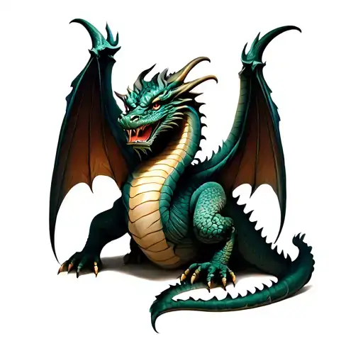 Dragon With Wings Coiled