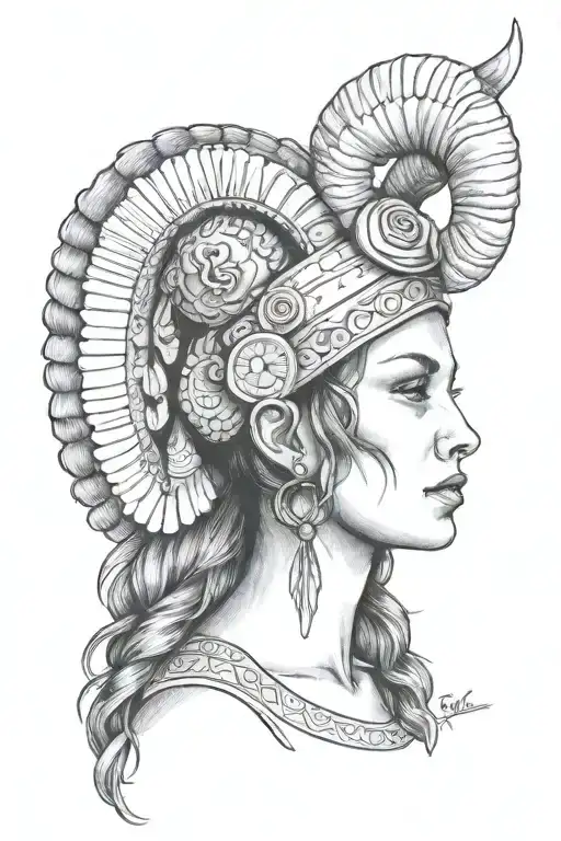 Beautiful Girl Wearing Ram Headress