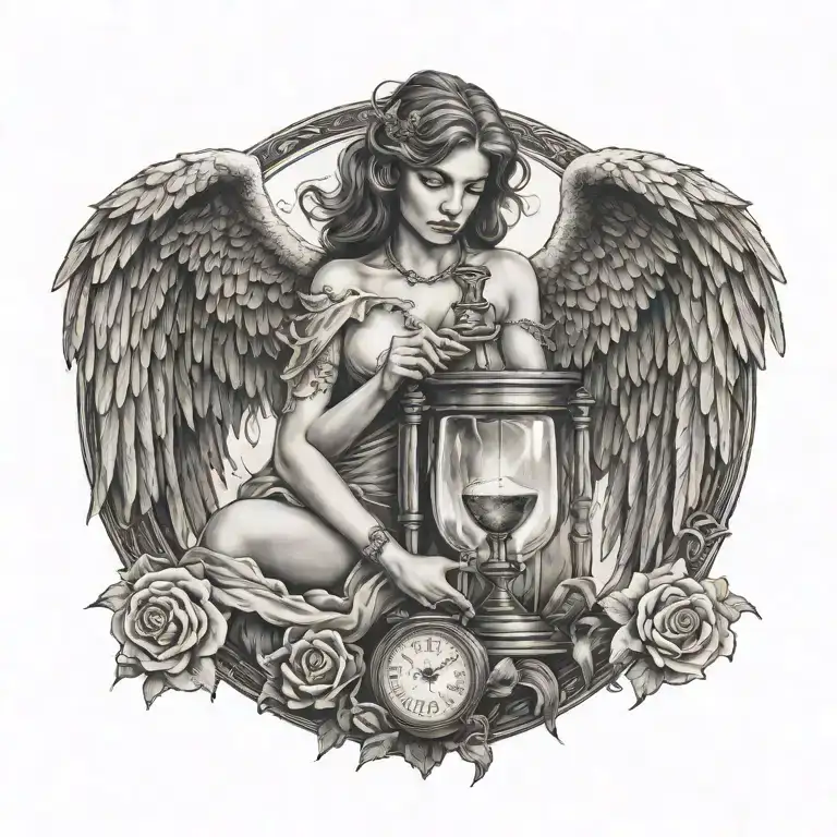 Fallen Angel Holding Hour Glass