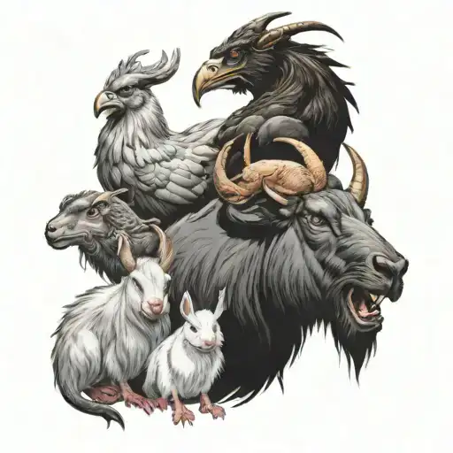 Ox And Goat And Chicken And Rat And Dragon