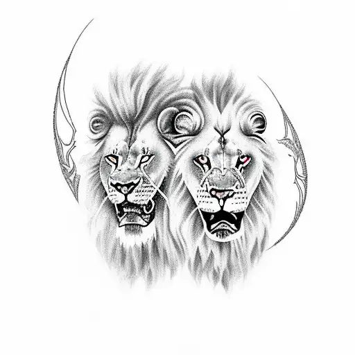 Son And Doughter Fish Lion