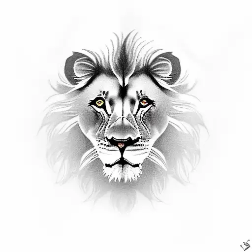 Elderly Lion With A Cyclamen Beside It