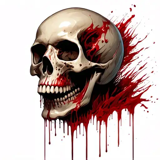 Face Melting Off Skull With Blood