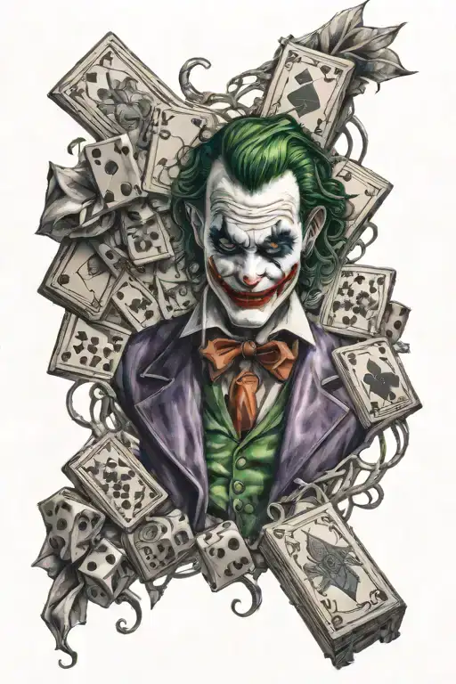 Whole Sleeve With Dices Cards And Joker