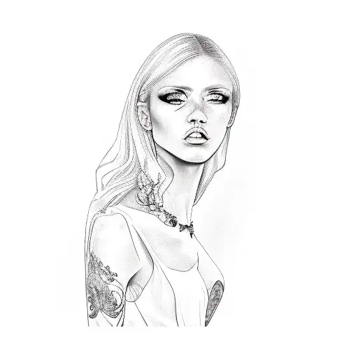 A Blond Woman In A Black Dress