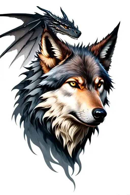Wolf Spirit With Dragon Wings