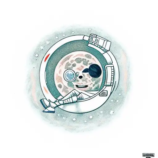 Astronaut Floating In The Space With The Moon Behind