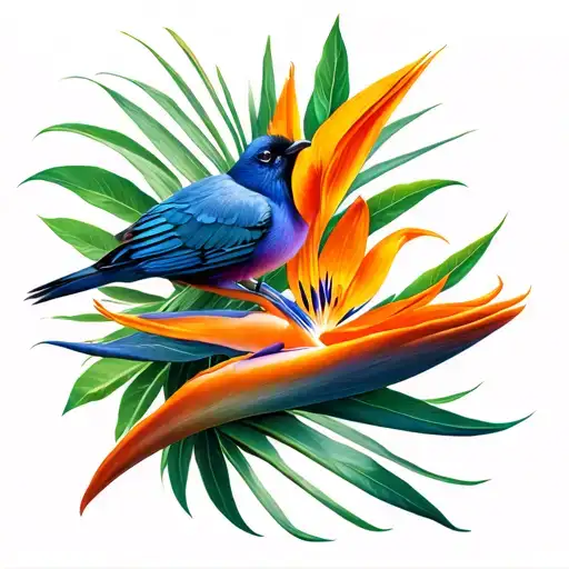 Phenoix And Bird Of Paradise Flower Growing