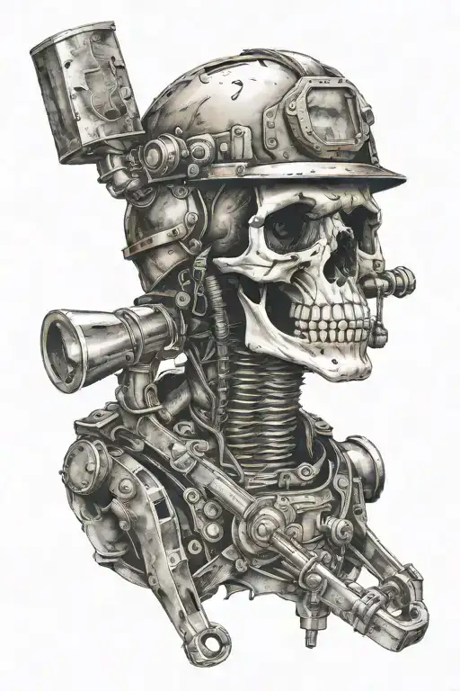 A Skull With A Realistic Miner Helmet