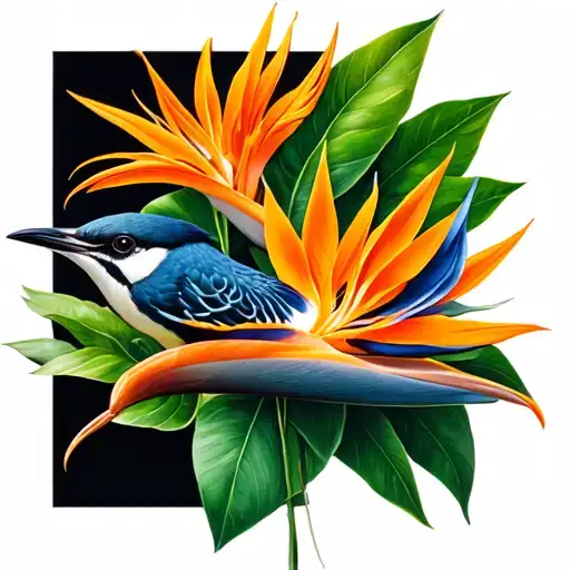 Phenoix And Bird Of Paradise Flower