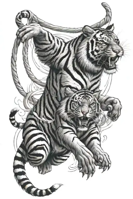 Colon Cancer Ribbon Swinging Tiger Emerging