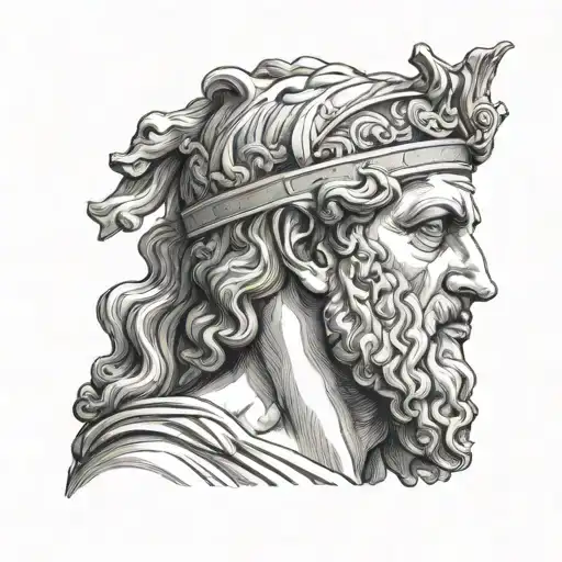 Greek Statue Head With Line Work
