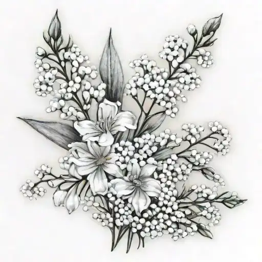 Babys Breath And Lavender Flowers Black And Grey