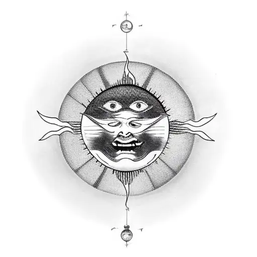 Evil Sun With A Hand Controlling The Solar System Like A Marionette