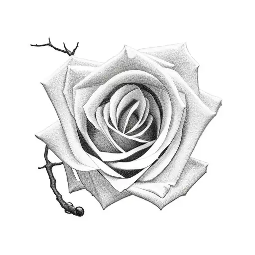 Rose With Stem Wity Little Japanese Touch