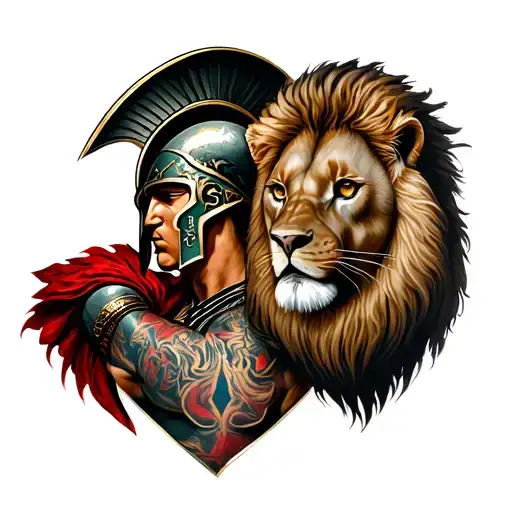 Spartan And Lion Wearing