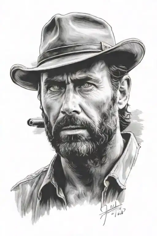 Rick Grimes Black And Grey Portrait
