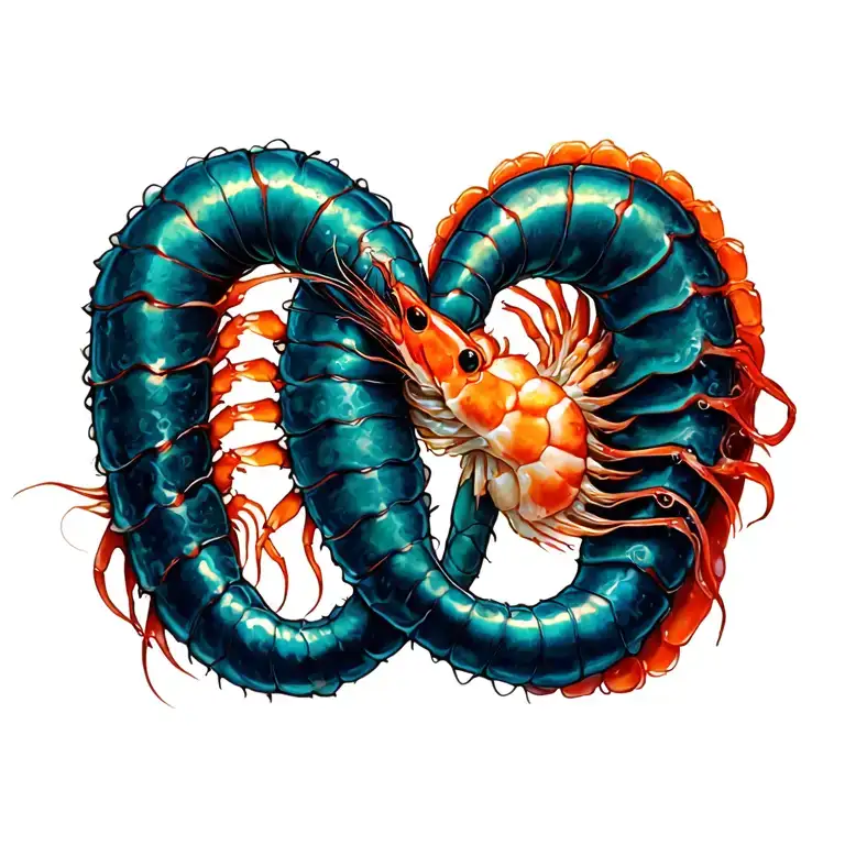 Shrimp And Eel Shaped Like Heart Intertwined