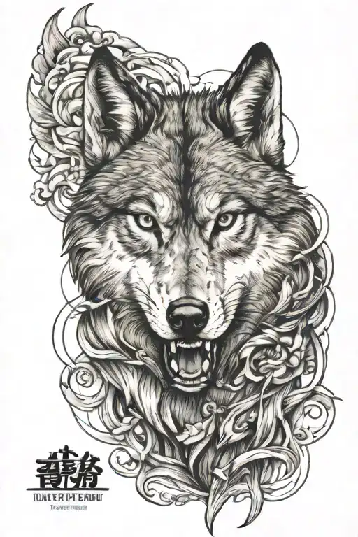 Angry Wolf With Beautiful Woman Head