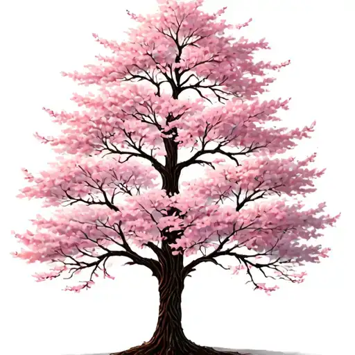 Man's Family Tree Cherry Blossom With Spaces For Names