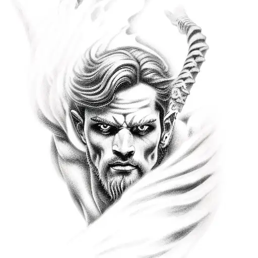 Greek God With Grim Reaper Arm Sleeve