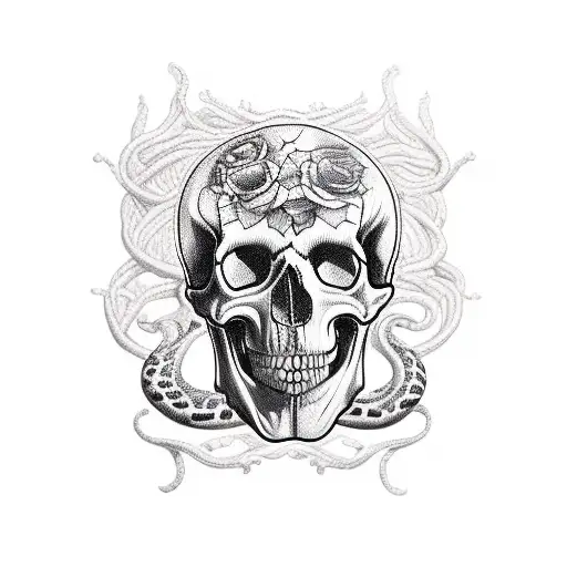 Mariachi Painted Skull With Snake