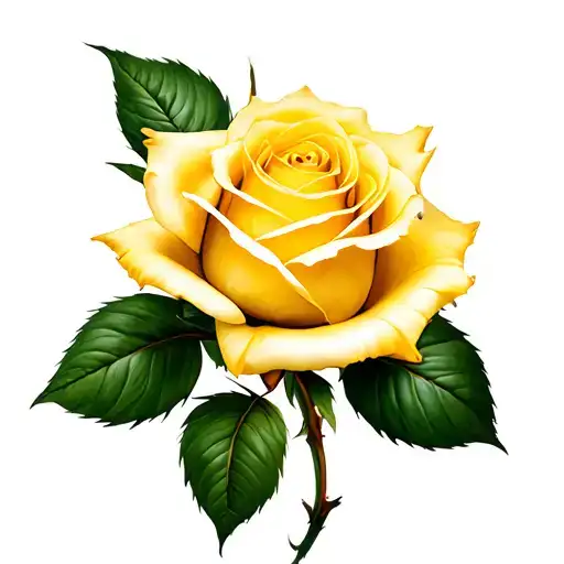 Feminine Yellow Rose With Stem