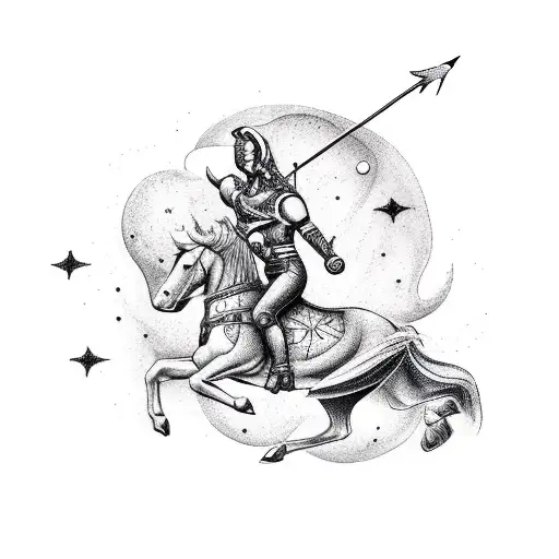 A Mystical Sagittarius Archer Riding A Shooting Star