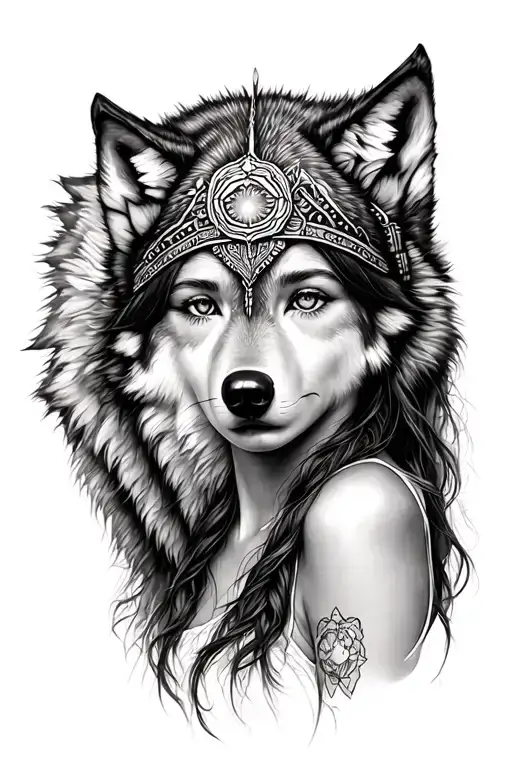 Girl With Wolf Headdress