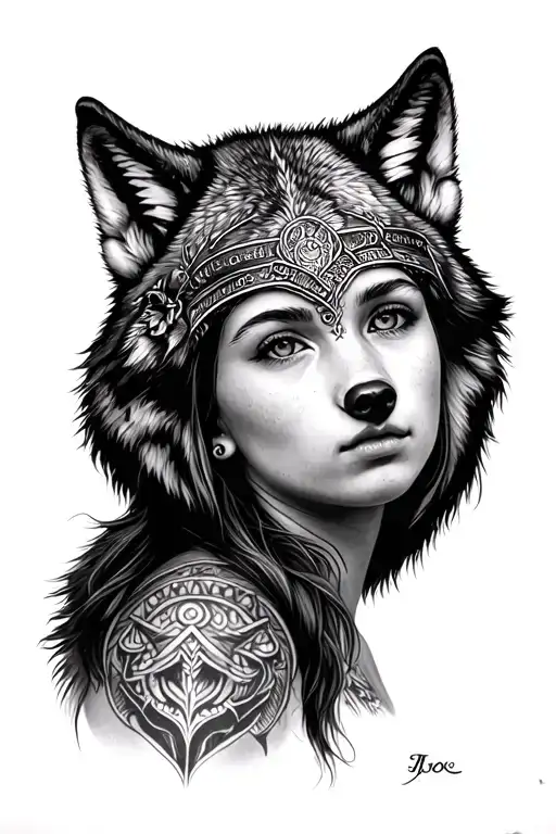 Girl With Wolf Headdress