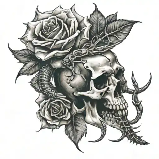 Scorpion Roses Skull