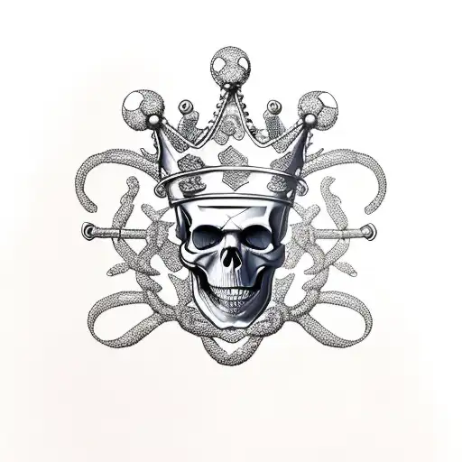 Skull And Crossbones Wearing A Golden Crown