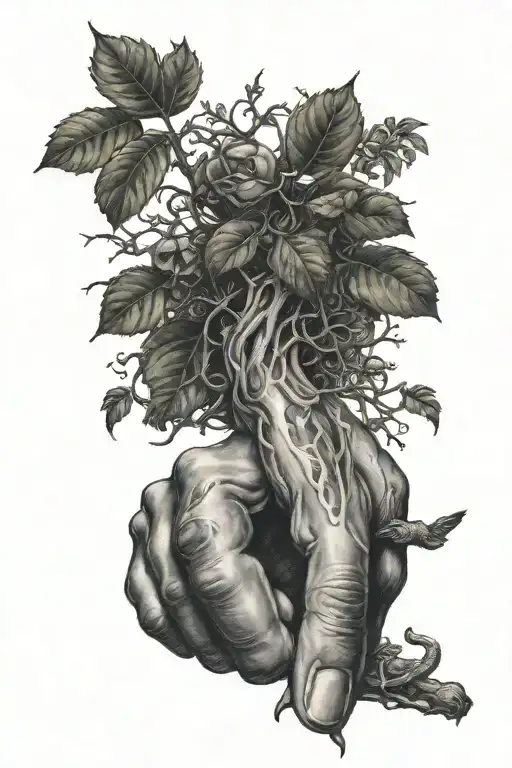 Poison Tree Intertwined On 1 Finger Of A Male Pointing Finger