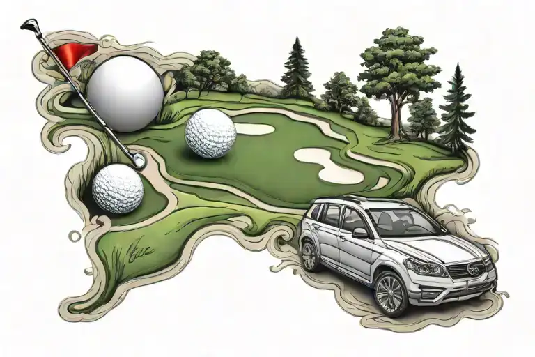 Golf Course Tattoo Featuring