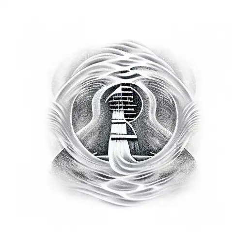 A Guitar With Waves Crashing Around It