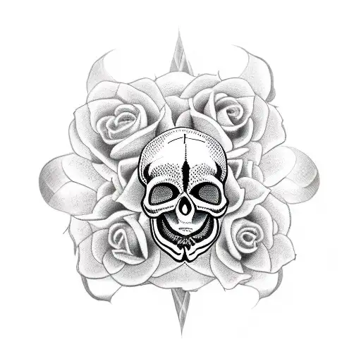 Snake Flowers Skull Thigh