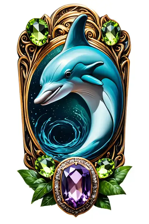 Dolphin Amethyst & Peridot Birth Stones Combined