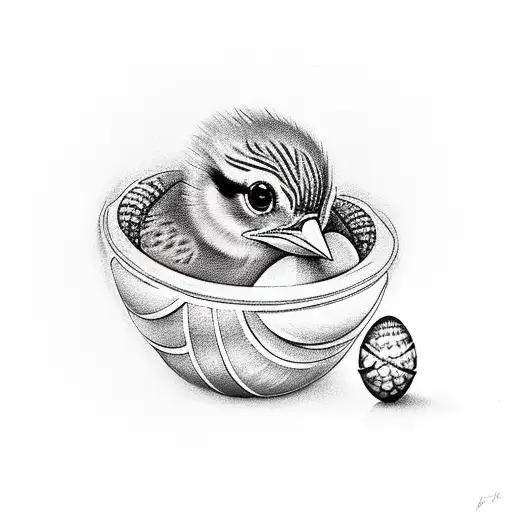 A Baby Bird Hatching From Its Shell With A Tiara On Its Head
