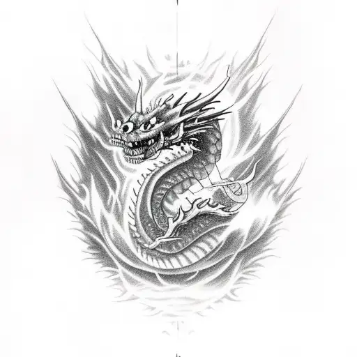 Dragon Flying And Breathing Fire Over A Pile Of Skulls