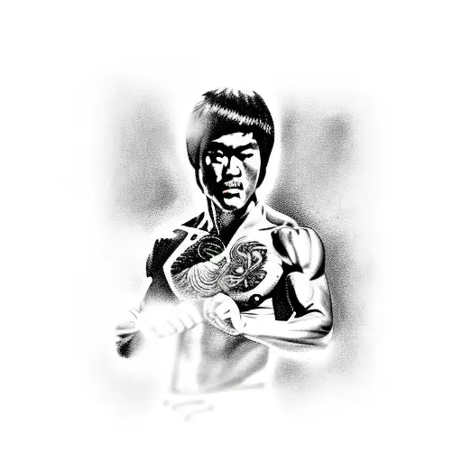 Bruce Lee With Dragon