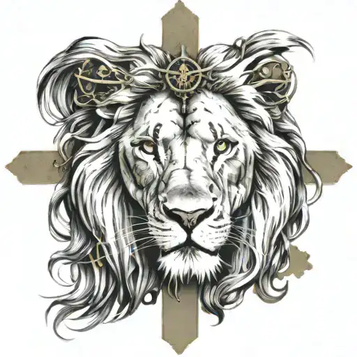 Lion & Jesus With Cross & 3 Crosses