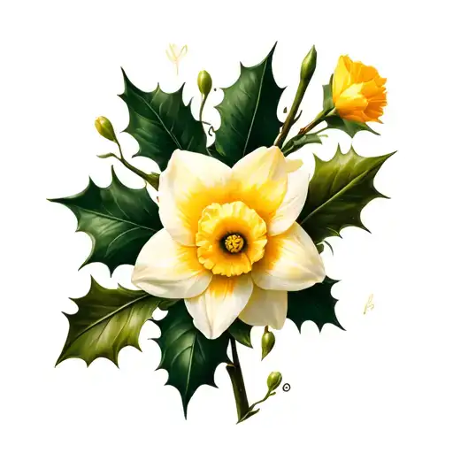 Daffodil And Holly Rose