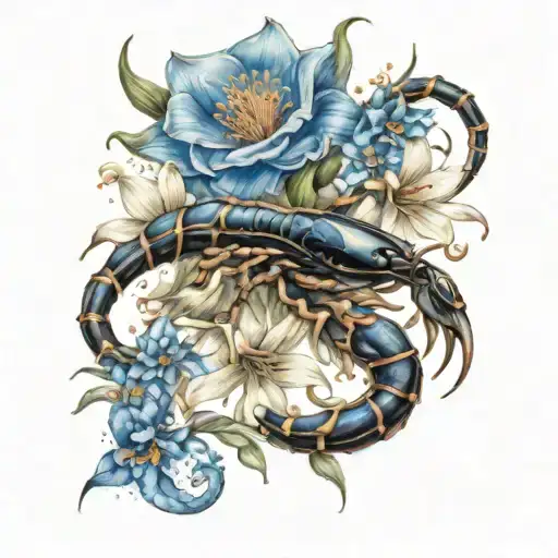 Starry Flowers With Scorpion