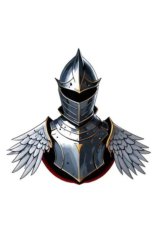 Knight's Head In Armor With Wings