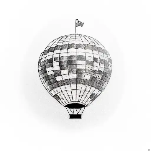 A Minimalist Tattoo Of A Hot Air Balloon And A Lighthouse