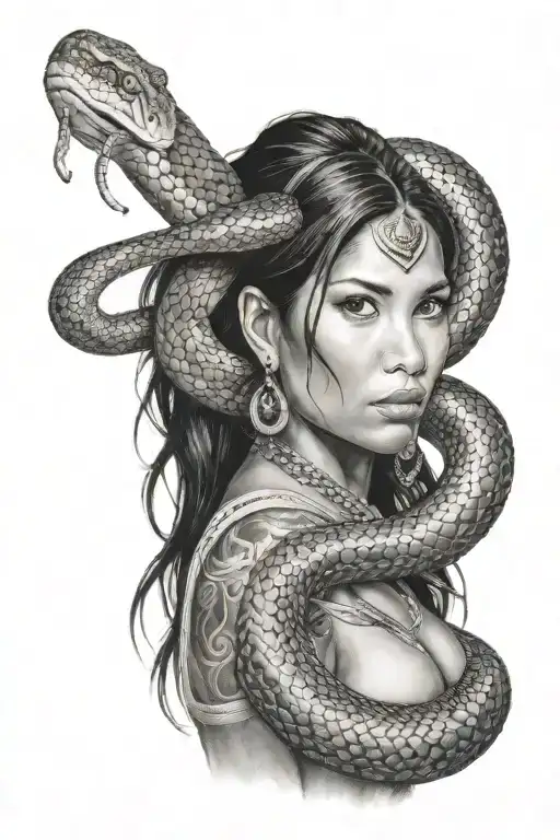 Ethnic Peruvian Girl With A Snake