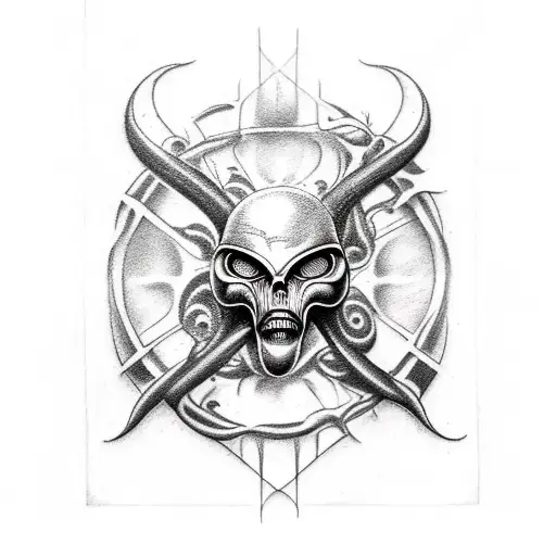Combine Elements Of Alien Movie Black Metal And Deathcore Music Genres Into A Tattoo Design